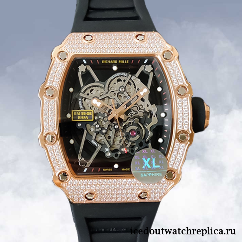 Iced Out Richard Mille RM35-02 Unknown RM35-02-027 Men Black Replica ...